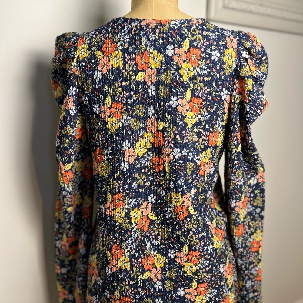 LOFT women’s puff sleeve floral long sleeve top medium - Picture 4 of 6